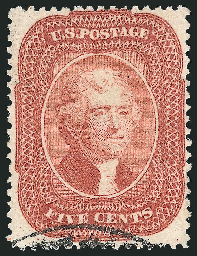 US Stamp Price Scott Catalogue #27 - 1858 5c Jefferson. Robert Siegel Auction Galleries, Mar 2013, Sale 1040, Lot 1235