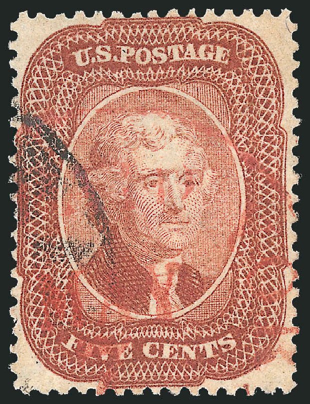 Values of US Stamp Scott Catalog 27 - 5c 1858 Jefferson. Robert Siegel Auction Galleries, Oct 2010, Sale 997, Lot 5245