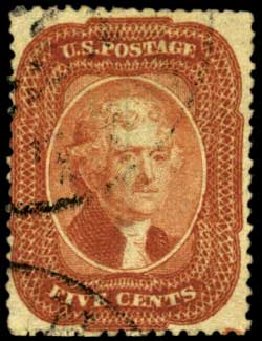 Costs of US Stamps Scott Cat. # 27: 5c 1858 Jefferson. Harmer-Schau Auction Galleries, Feb 2012, Sale 92, Lot 822