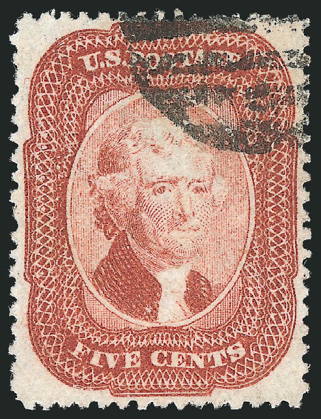 Values of US Stamps Scott Cat. # 27: 5c 1858 Jefferson. Robert Siegel Auction Galleries, Mar 2012, Sale 1019, Lot 372