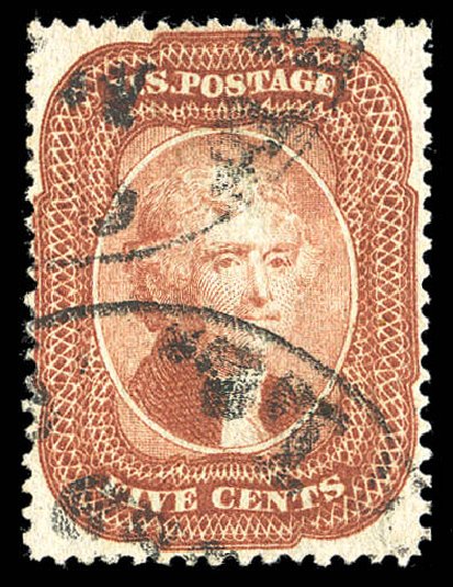 Cost of US Stamp Scott 27: 5c 1858 Jefferson. Matthew Bennett International, Sep 2012, Sale 345, Lot 53