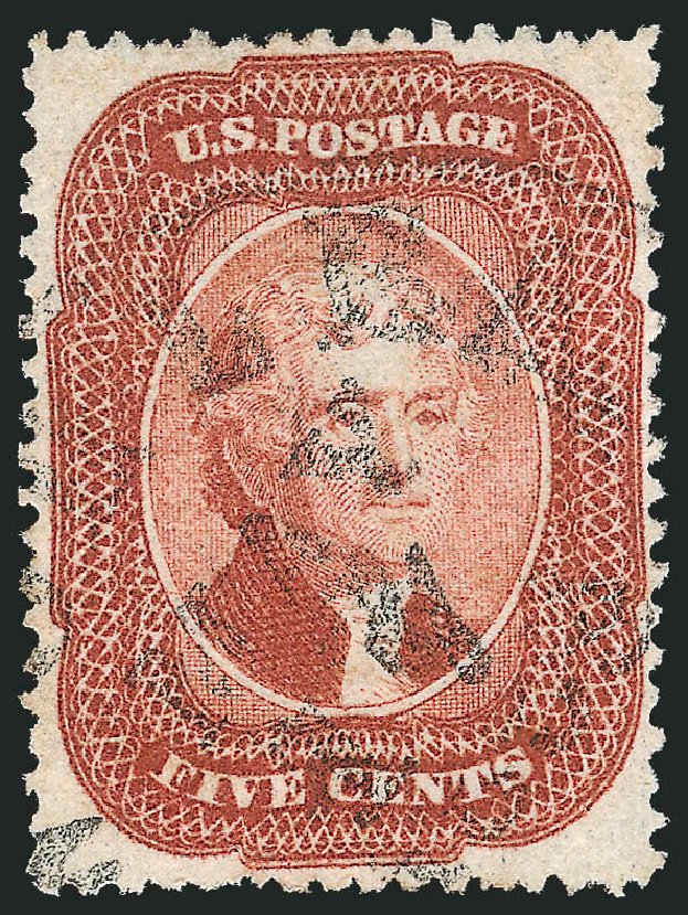 US Stamps Values Scott 27: 5c 1858 Jefferson. Robert Siegel Auction Galleries, Sep 2014, Sale 1078, Lot 103