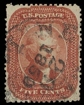 Prices of US Stamps Scott Catalog # 27 - 5c 1858 Jefferson. Daniel Kelleher Auctions, Aug 2012, Sale 631, Lot 716