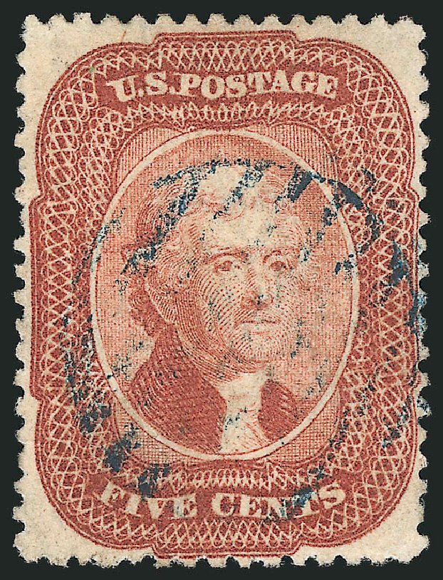 US Stamps Price Scott Cat. #27 - 5c 1858 Jefferson. Robert Siegel Auction Galleries, Jul 2014, Sale 1077, Lot 66
