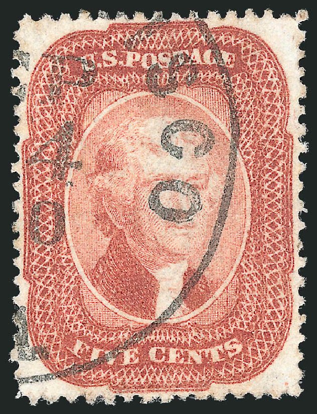 Values of US Stamps Scott Cat. # 27: 1858 5c Jefferson. Robert Siegel Auction Galleries, Nov 2014, Sale 1084, Lot 3126