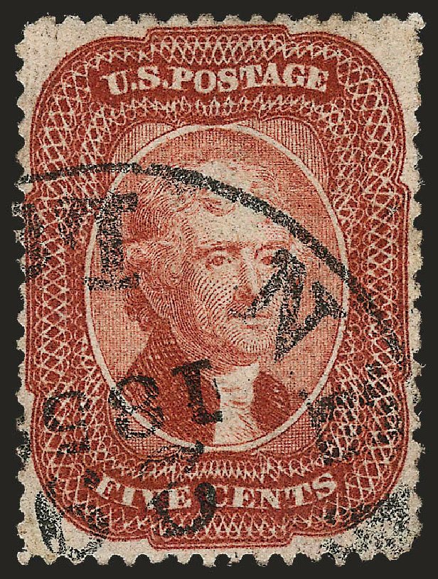 US Stamps Price Scott Catalog #27 - 1858 5c Jefferson. Robert Siegel Auction Galleries, Oct 2008, Sale 963, Lot 346
