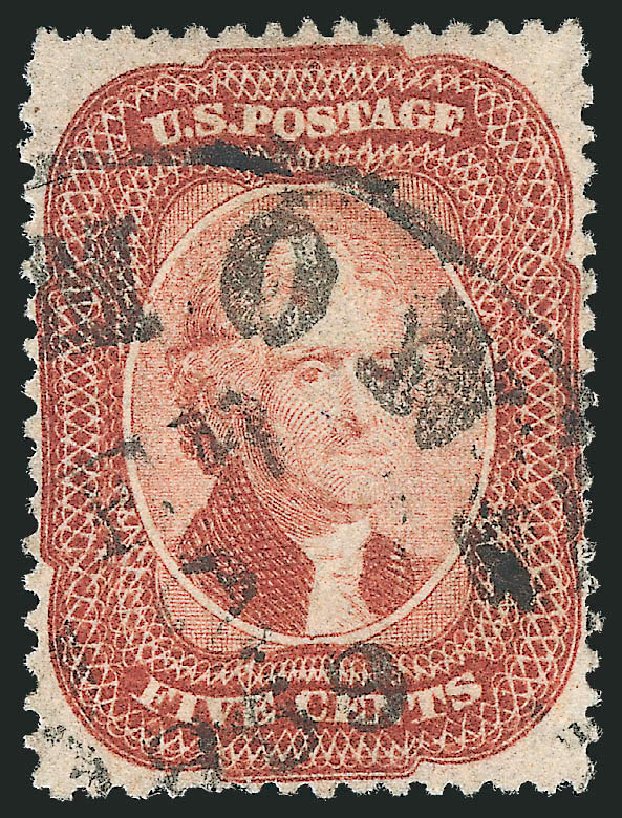 US Stamp Value Scott Catalog 27: 5c 1858 Jefferson. Robert Siegel Auction Galleries, Oct 2010, Sale 997, Lot 5246