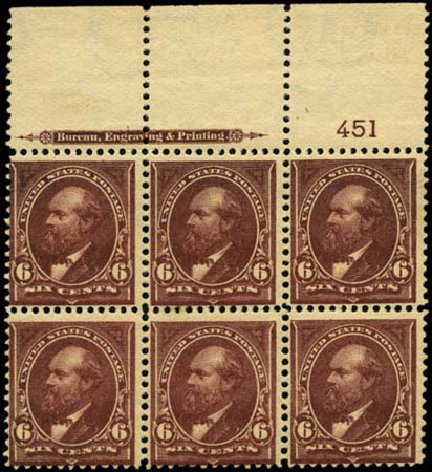 Prices of US Stamp Scott Cat. 271: 1895 6c Garfield. Harmer-Schau Auction Galleries, Feb 2012, Sale 92, Lot 1037