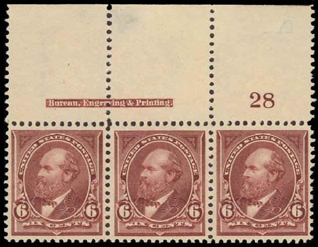 US Stamps Values Scott Cat. # 271 - 1895 6c Garfield. Daniel Kelleher Auctions, Jun 2012, Sale 630, Lot 1617
