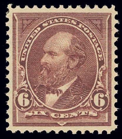 Values of US Stamps Scott Catalogue #271 - 6c 1895 Garfield. Daniel Kelleher Auctions, Feb 2013, Sale 634, Lot 181