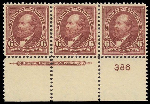 US Stamps Prices Scott # 271: 6c 1895 Garfield. Daniel Kelleher Auctions, Sep 2013, Sale 639, Lot 3361
