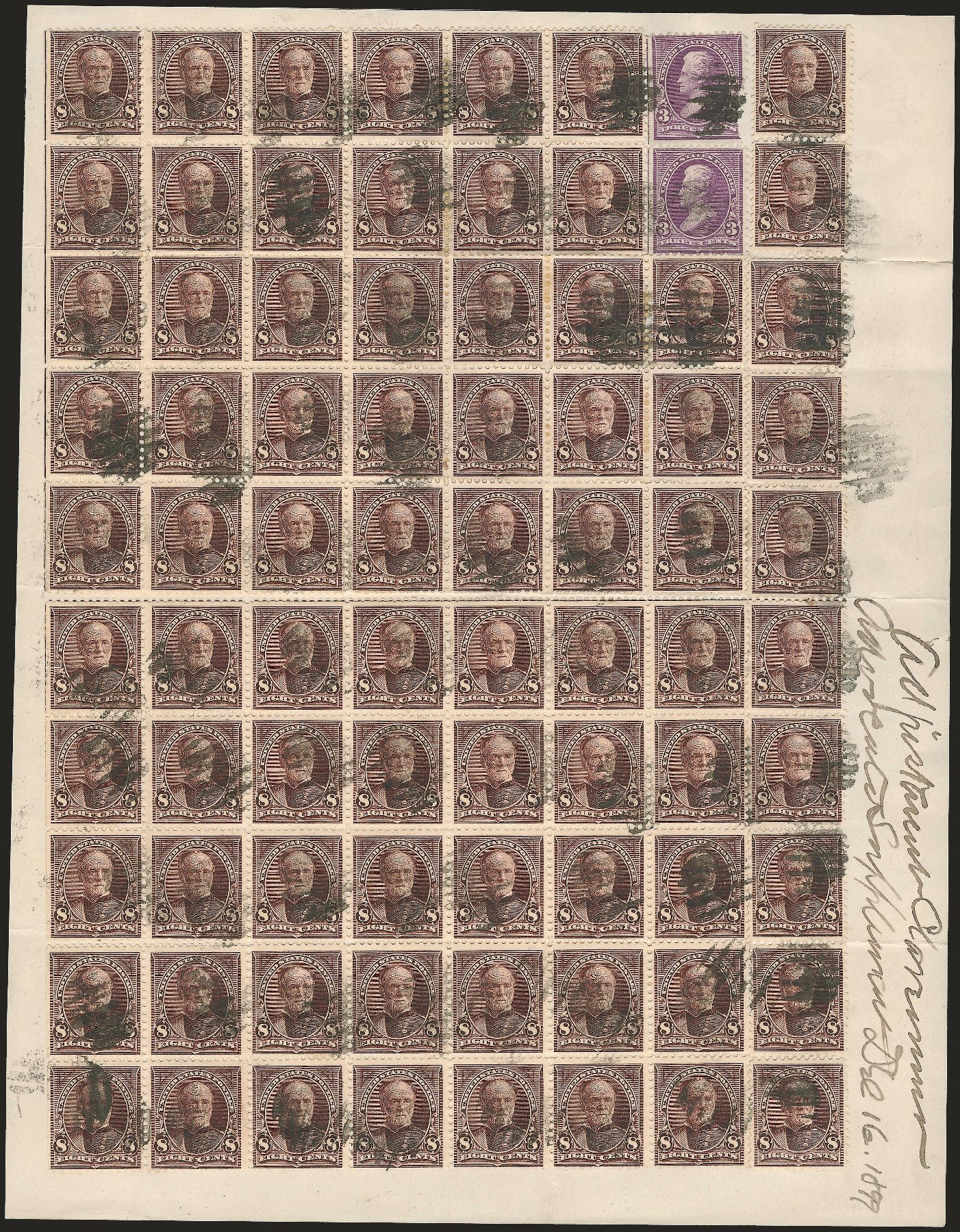 Costs of US Stamp Scott Catalog # 272 - 8c 1895 Sherman. Robert Siegel Auction Galleries, Dec 2009, Sale 977, Lot 409