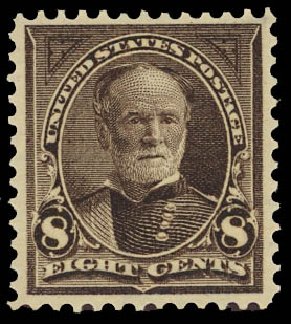 US Stamp Values Scott Catalogue 272: 8c 1895 Sherman. Daniel Kelleher Auctions, Jan 2012, Sale 628, Lot 394