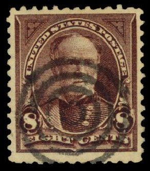 Cost of US Stamp Scott Cat. 272: 1895 8c Sherman. Daniel Kelleher Auctions, Dec 2013, Sale 640, Lot 233