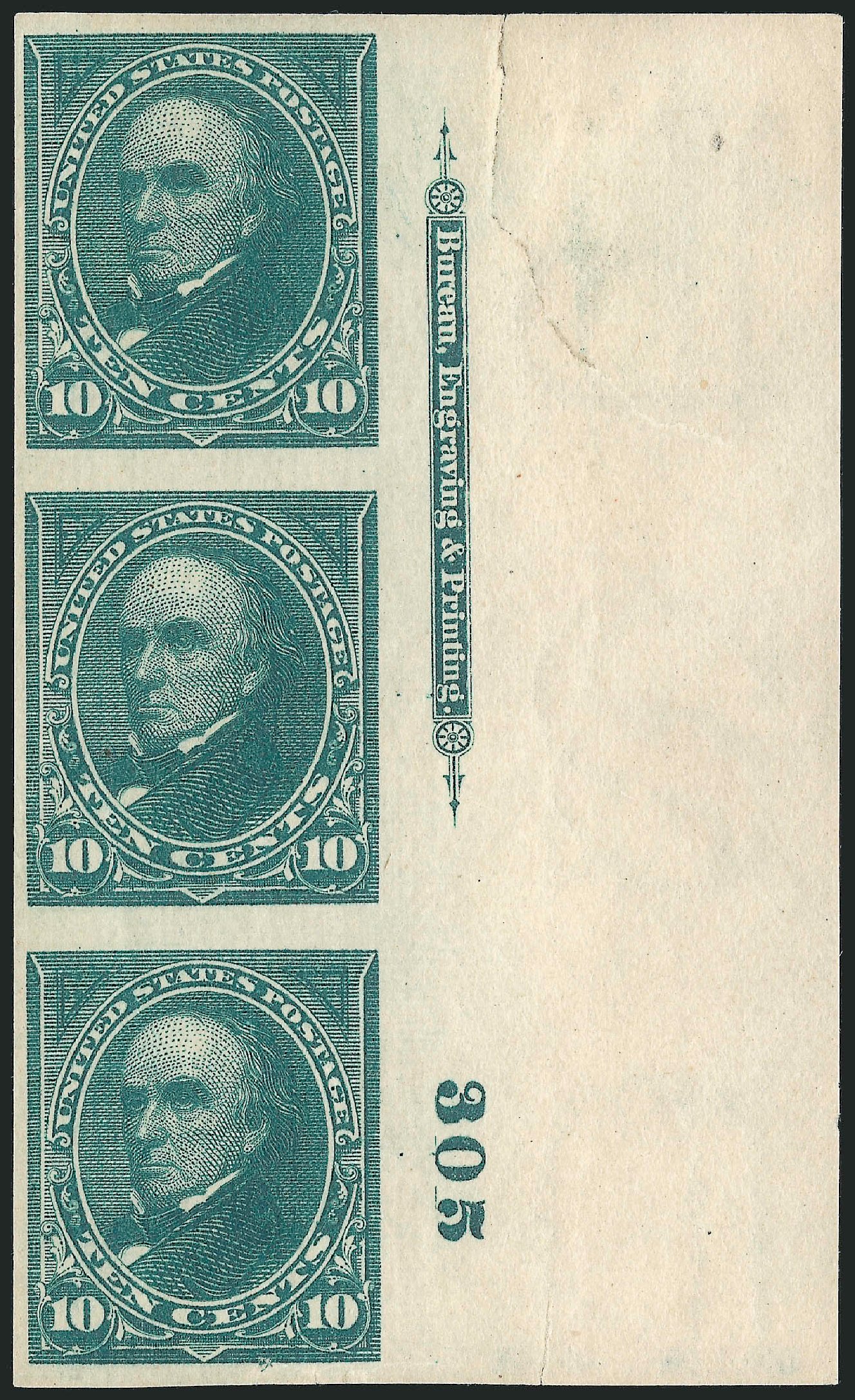 Prices of US Stamps Scott Catalog 273: 10c 1895 Webster. Robert Siegel Auction Galleries, Oct 2010, Sale 997, Lot 5781