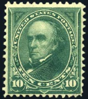 US Stamp Values Scott Catalog # 273: 1895 10c Webster. Harmer-Schau Auction Galleries, Apr 2008, Sale 77, Lot 84