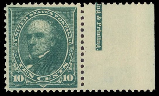 Value of US Stamps Scott Catalogue # 273 - 10c 1895 Webster. Daniel Kelleher Auctions, Jun 2012, Sale 630, Lot 1623