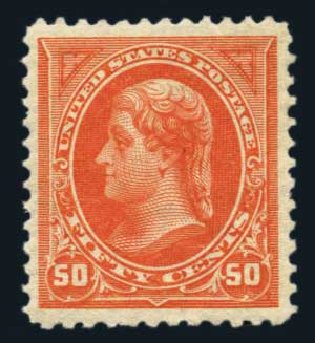 Values of US Stamp Scott Catalogue 275 - 50c 1895 Jefferson. Harmer-Schau Auction Galleries, Aug 2014, Sale 102, Lot 1908