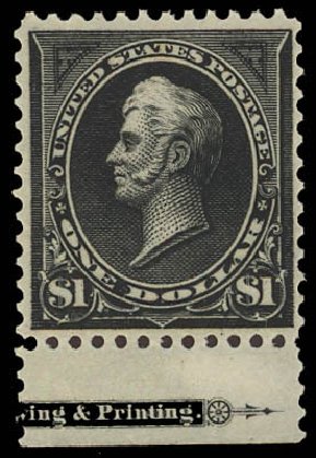 US Stamp Price Scott #276: 1895 US$1.00 Perry. Daniel Kelleher Auctions, Aug 2012, Sale 631, Lot 991