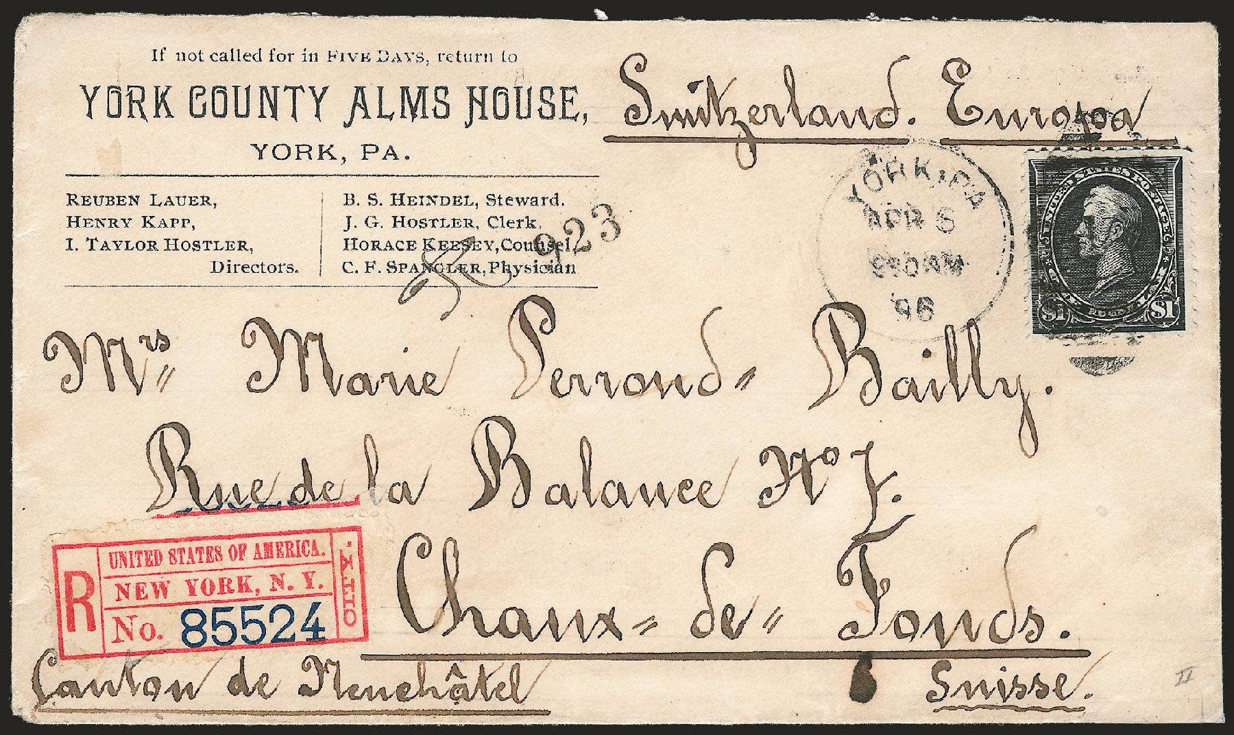 US Stamp Values Scott Catalog #276A - US$1.00 1895 Perry. Robert Siegel Auction Galleries, Dec 2009, Sale 977, Lot 573
