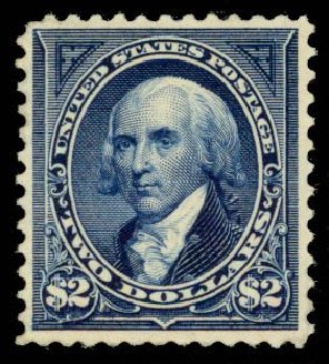 US Stamps Values Scott Cat. 277: 1895 US$2.00 Madison. Daniel Kelleher Auctions, Sep 2013, Sale 639, Lot 1099