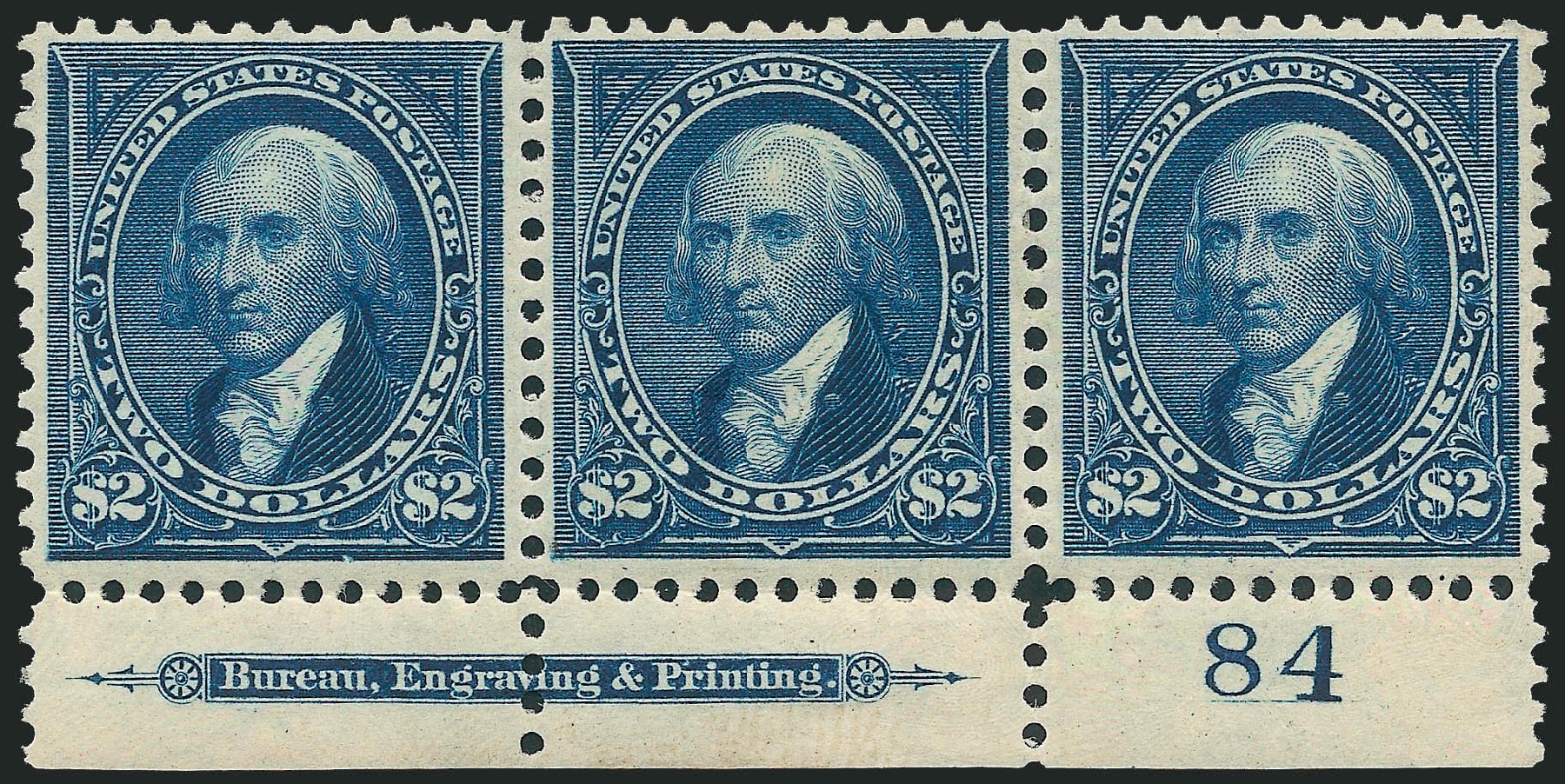 US Stamp Values Scott Cat. # 277: US$2.00 1895 Madison. Robert Siegel Auction Galleries, Dec 2011, Sale 1017, Lot 692