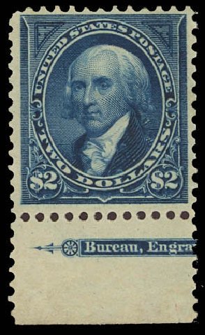US Stamps Values Scott Cat. # 277: US$2.00 1895 Madison. Daniel Kelleher Auctions, Aug 2012, Sale 631, Lot 993