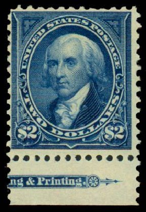 US Stamps Values Scott Catalog # 277 - 1895 US$2.00 Madison. Daniel Kelleher Auctions, Sep 2013, Sale 639, Lot 3366