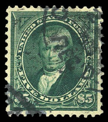 US Stamp Value Scott Cat. 278: 1895 US$5.00 Marshall. Matthew Bennett International, Mar 2011, Sale 337, Lot 2727