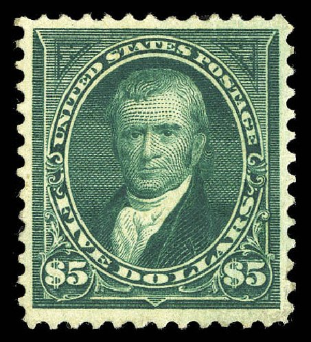 Values of US Stamp Scott Catalogue #278 - US$5.00 1895 Marshall. Matthew Bennett International, Sep 2012, Sale 346, Lot 767