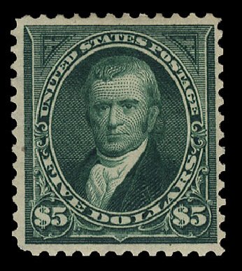 US Stamp Value Scott #278 - US$5.00 1895 Marshall. Cherrystone Auctions, Oct 2012, Sale 201210, Lot 117