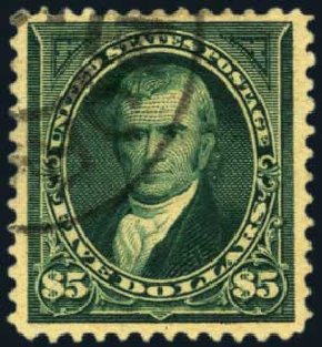 US Stamp Value Scott Cat. #278 - 1895 US$5.00 Marshall. Harmer-Schau Auction Galleries, May 2012, Sale 93, Lot 317