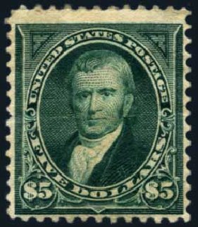 Cost of US Stamps Scott Cat. #278: 1895 US$5.00 Marshall. Harmer-Schau Auction Galleries, May 2013, Sale 97, Lot 357