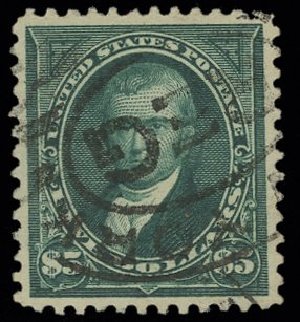 Price of US Stamps Scott Cat. 278: 1895 US$5.00 Marshall. H.R. Harmer, May 2014, Sale 3005, Lot 1207