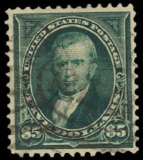 Values of US Stamp Scott # 278: 1895 US$5.00 Marshall. Daniel Kelleher Auctions, Jan 2012, Sale 628, Lot 397