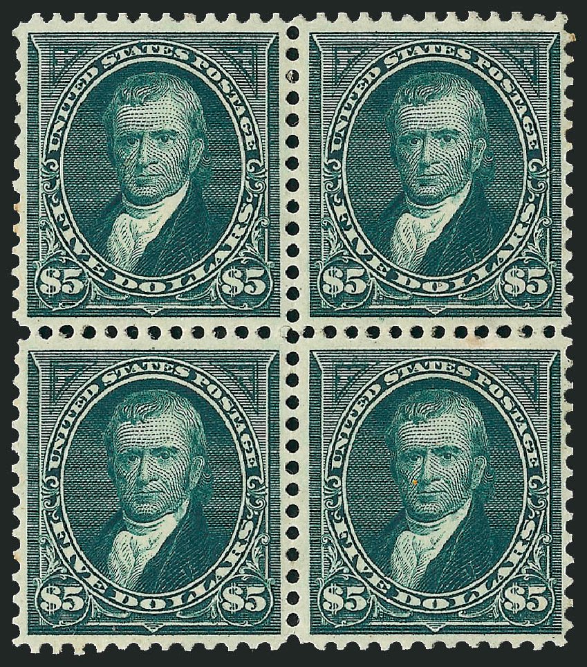 Values of US Stamps Scott Cat. 278 - 1895 US$5.00 Marshall. Robert Siegel Auction Galleries, Jun 2015, Sale 1100, Lot 57