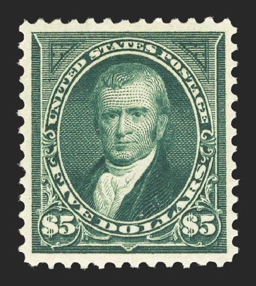 US Stamp Prices Scott Catalog 278: US$5.00 1895 Marshall. Spink Shreves Galleries, Mar 2013, Sale 142, Lot 267