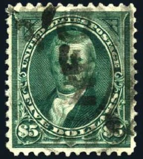 Price of US Stamp Scott Cat. #278 - US$5.00 1895 Marshall. Harmer-Schau Auction Galleries, Oct 2008, Sale 79, Lot 158