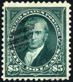 Prices of US Stamps Scott Cat. #278 - US$5.00 1895 Marshall. Harmer-Schau Auction Galleries, Oct 2010, Sale 87, Lot 238