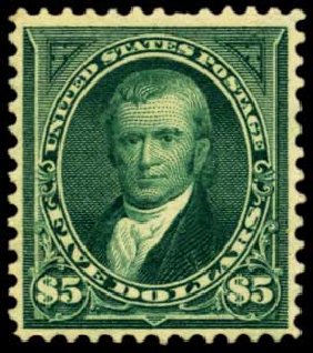 Value of US Stamp Scott Catalog # 278: US$5.00 1895 Marshall. Harmer-Schau Auction Galleries, Feb 2012, Sale 92, Lot 1048