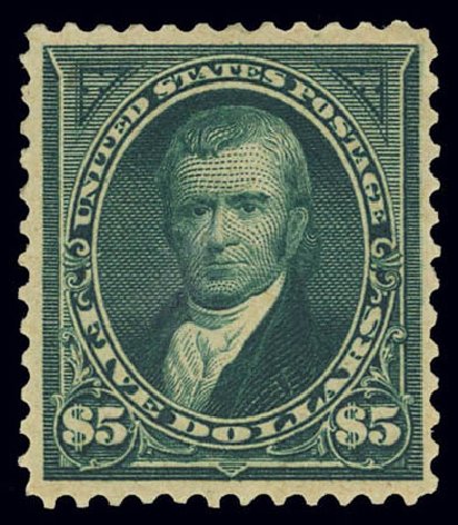 Costs of US Stamps Scott Catalog # 278 - US$5.00 1895 Marshall. Daniel Kelleher Auctions, Feb 2013, Sale 634, Lot 188