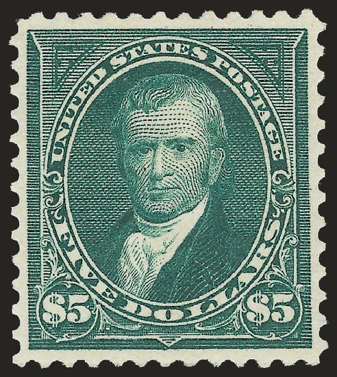 US Stamps Values Scott Catalogue # 278 - 1895 US$5.00 Marshall. Robert Siegel Auction Galleries, Sep 2009, Sale 976, Lot 1798