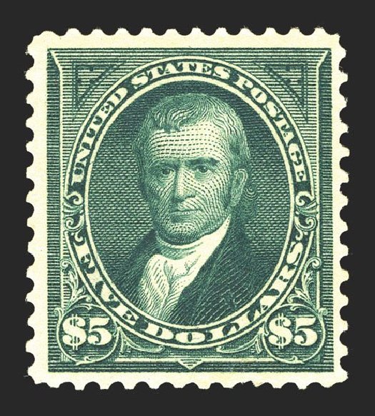 US Stamps Price Scott #278: US$5.00 1895 Marshall. Spink Shreves Galleries, Mar 2013, Sale 142, Lot 268