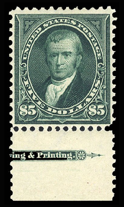 Costs of US Stamp Scott Catalog # 278 - 1895 US$5.00 Marshall. Cherrystone Auctions, May 2013, Sale 201305, Lot 99