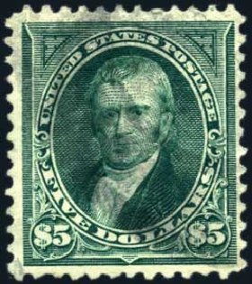 Value of US Stamps Scott Catalog 278 - US$5.00 1895 Marshall. Harmer-Schau Auction Galleries, Oct 2009, Sale 83, Lot 409