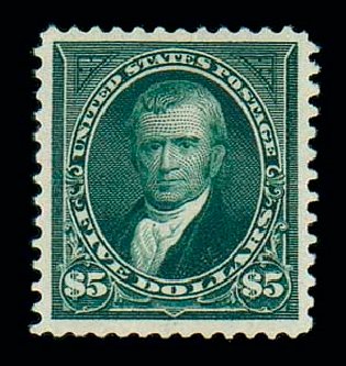 US Stamps Prices Scott Cat. #278 - 1895 US$5.00 Marshall. Matthew Bennett International, Jun 2007, Sale 319, Lot 1300