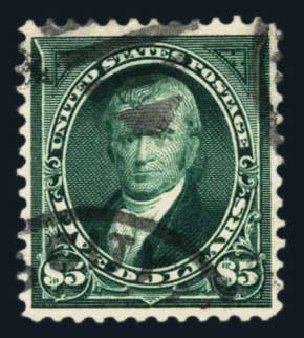 US Stamps Values Scott Cat. #278: US$5.00 1895 Marshall. Harmer-Schau Auction Galleries, Aug 2014, Sale 102, Lot 1920