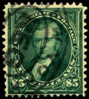 Cost of US Stamps Scott Catalogue 278 - 1895 US$5.00 Marshall. Harmer-Schau Auction Galleries, Feb 2012, Sale 92, Lot 1050