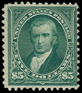 US Stamps Price Scott Catalogue 278: US$5.00 1895 Marshall. H.R. Harmer, Jun 2015, Sale 3007, Lot 3270