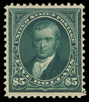 Price of US Stamps Scott Catalog 278: 1895 US$5.00 Marshall. Daniel Kelleher Auctions, Jun 2012, Sale 630, Lot 1640